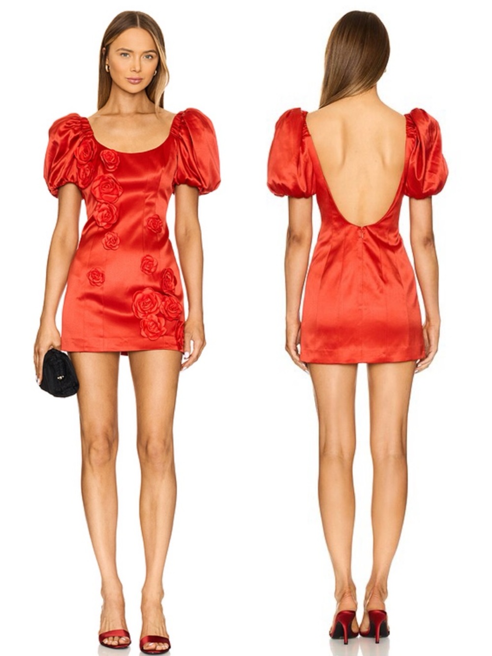 Lovers + Friends Selena Floral Appliqué Mini Dress Red NEW with tags